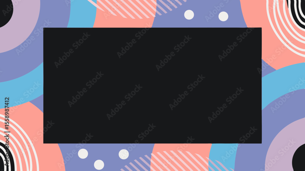 Poster a vibrant abstract background featuring circular patterns in pastel colors with contrasting shapes.