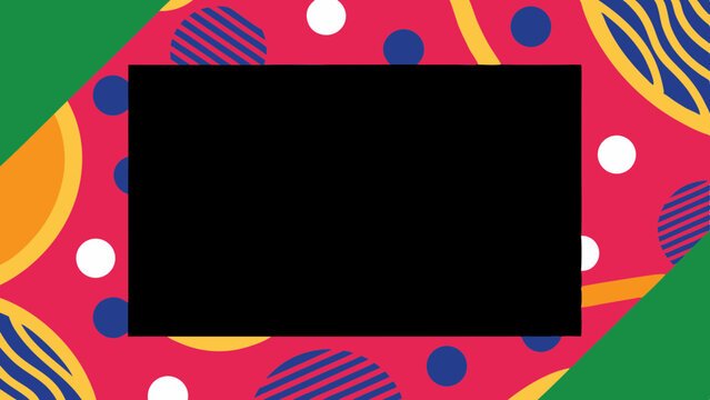 Colorful abstract background featuring vibrant shapes and patterns in red, green, and blue tones.