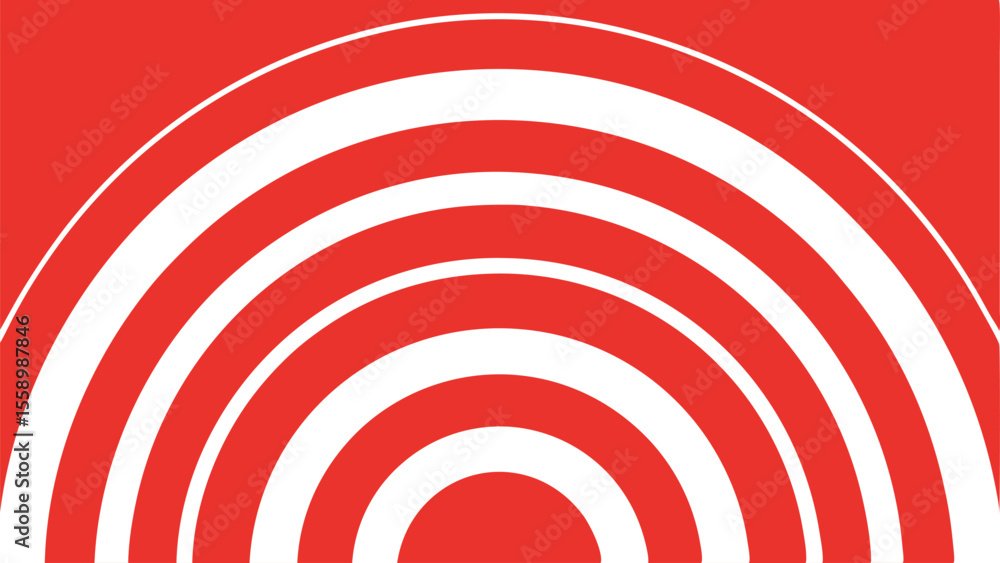 Poster abstract arch shape with red and white stripes on a transparent background