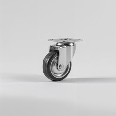 Swivel heavy duty caster with small black wheel and flat base on white background