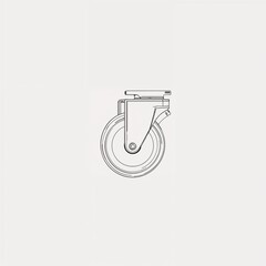 Vector technical drawing of heavy duty caster wheel on white background