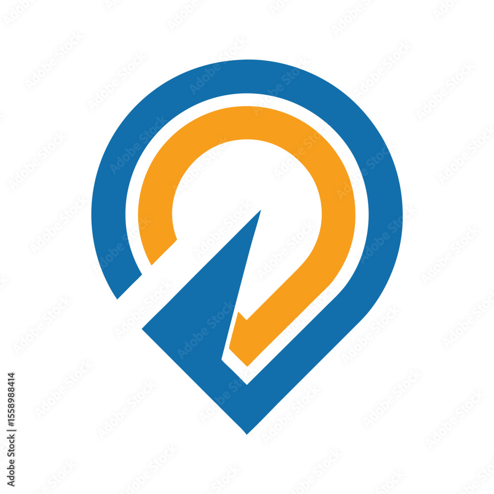 Poster blue and orange abstract shape with pointed element graphic