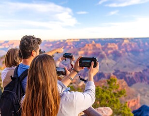 Obraz premium Tourists photographing Grand Canyon