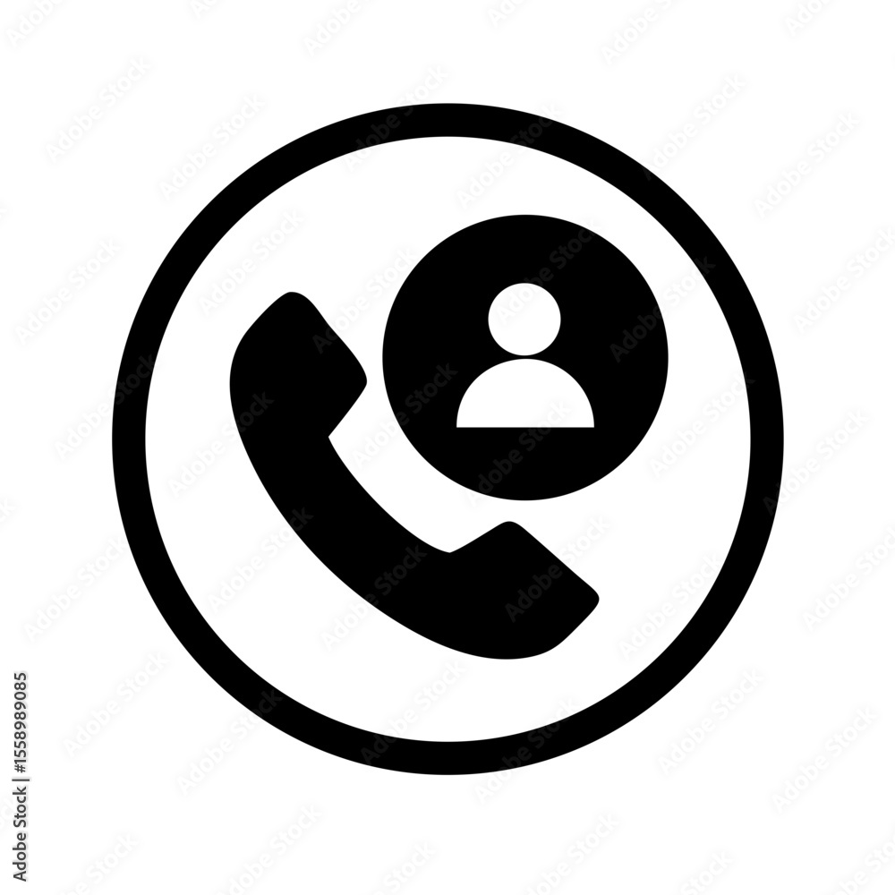 Poster phone call icon with user profile in minimalist design