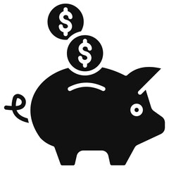 Obraz premium Piggy Bank Glyph Icon