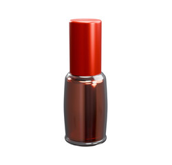 red nail polish on a transparent background red cap tightly shut transparent container  