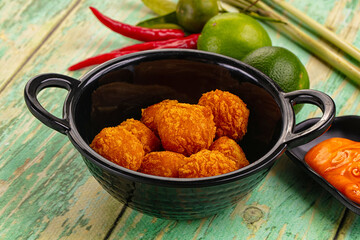 Fried crispy yellow cheese balls