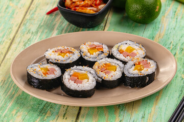 Koream homemade roll Kimbap with nori seaweed