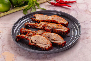 Roasted gourmet duck fillet slices
