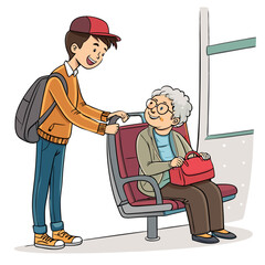 create vector bold stroke of cartoon young man giv (1)