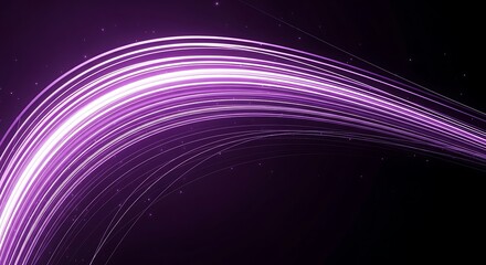 Glowing purple light streaks curving across dark background abstract motion