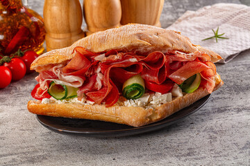 Sandwich with ciabatta and jamon