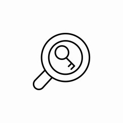 magnifying key search icon sign vector