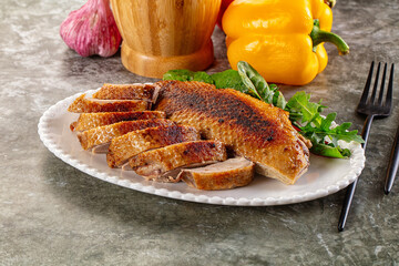 Roasted duck breast with slices