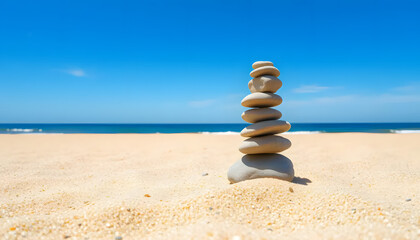 Stacked Stones on the Beach
