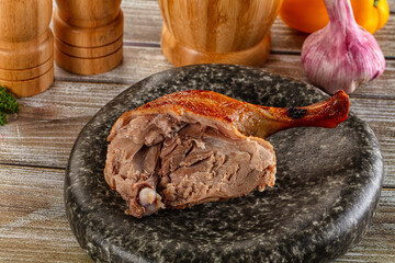 Gourmet roasted tasty duck leg