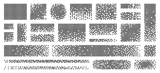 Disintegration pixel effect illustration. Vector rectangle elements