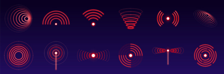 Sonar or Wi-Fi waves vector icon