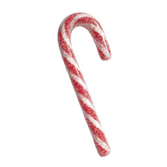 Single Red and White Candy Cane Isolated on Green Transparent background