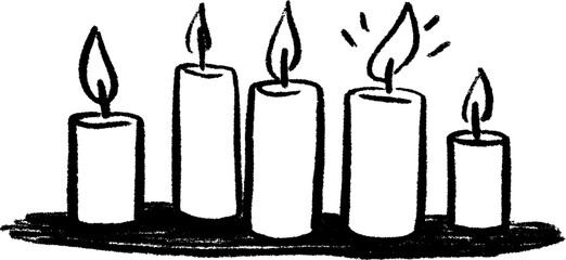 Hand drawn birthday candle set sketch on table for festive celebration designs