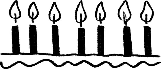 Whimsical sketch of unlit birthday candle set on table for festive decor