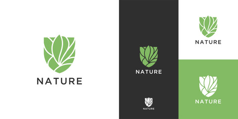 shield eco logo design template 