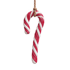 Fototapeta premium Festive Candy Cane Hanging Ornament on Green Transparent background