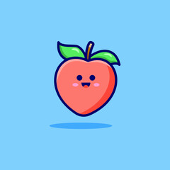 Cartoon character peach fruit vector illustration