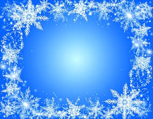 Blue winter snowflake border
