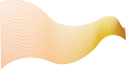 Dynamic Abstract Vector Composition Featuring Flowing  Yellow Wavy Lines on a Clean White Background