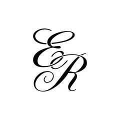 Elegant ER Monogram Logo in Black Script – Luxury Calligraphy Initial Design on White Background