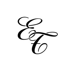 Elegant ET Monogram Logo in Black Script – Luxury Calligraphy Initial Design on White Background