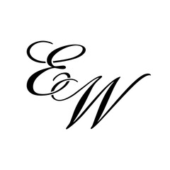 Elegant EW Monogram Logo in Black Script – Luxury Calligraphy Initial Design on White Background