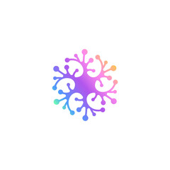 bio splash, floral neuron, plasma circular vector. pharma, clinic logo, abstract, biotech atom, molecule, nano, sparkling water.