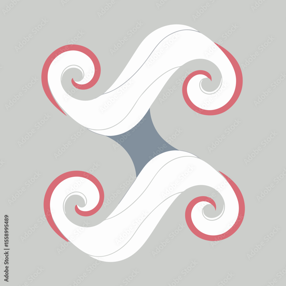 Poster abstract design featuring elegant swirl elements on a neutral gray backdrop