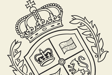  royal crest emblem faded behind a tech style glow