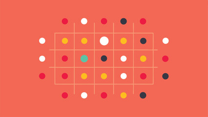 Abstract dot pattern composition with modern color palette and grid structure