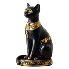 Black cat figurine ancient Egypt gold details decorative statue