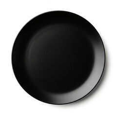 Black Ceramic Plate Top View Isolated