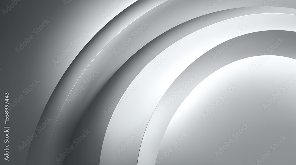Poster abstract minimalist composition of smooth curved gray and white gradients creating modern clean desi