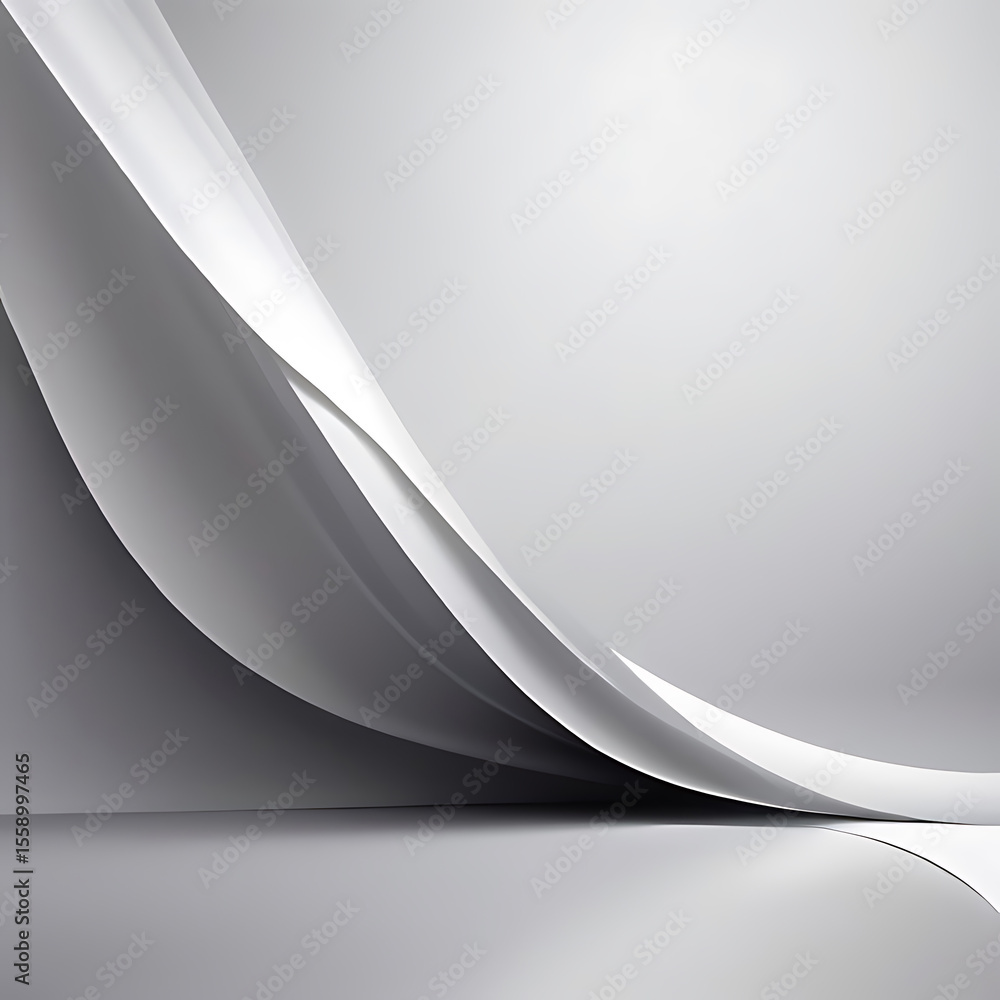 Poster minimal abstract silver wave background with smooth flowing lines and clean gradient style, ai