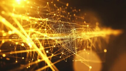 Golden network connection abstract background, digital communication futuristic concept - Powered by Adobe