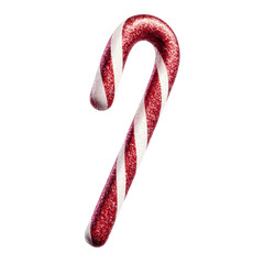 Glittery Red and White Candy Cane on Green Transparent background