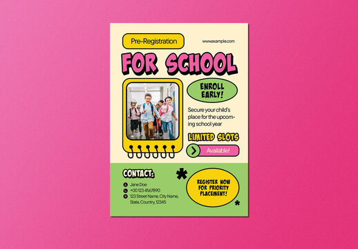 Green Playful Pre-Registration for School Flyer Layout