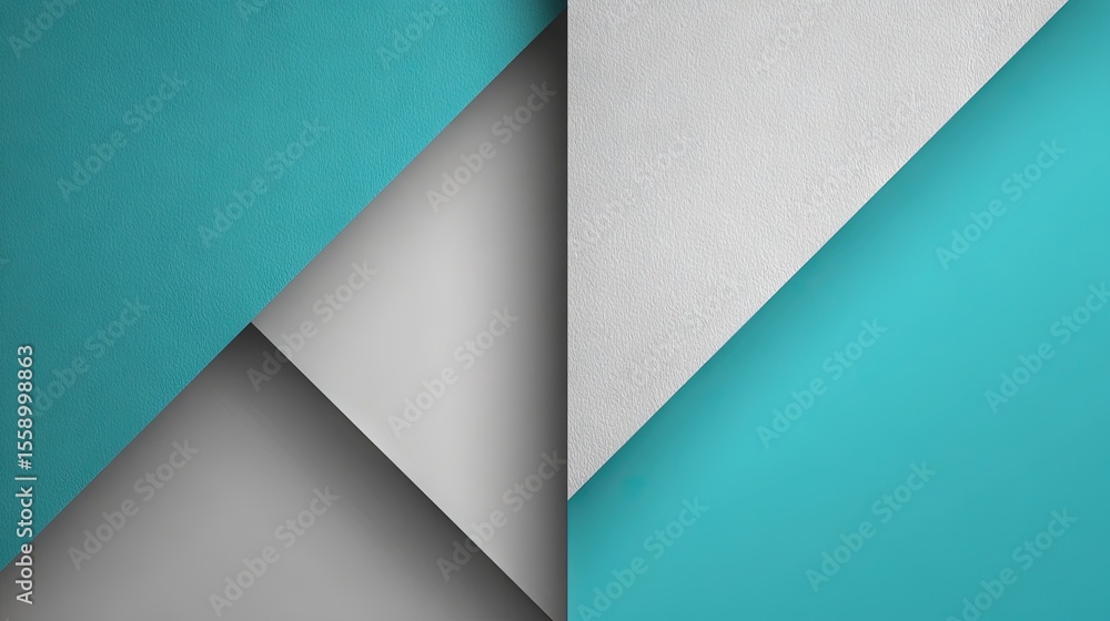 Aufkleber minimalist geometric abstract background with overlapping teal and gray diagonal planes creating cle