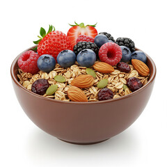 Granola Bowl with Fresh Berries Isolated