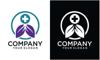 Creative Healthcare Medical Logo. Cross and leaf icon combination. Flat Vector Logo Design Template Element