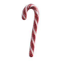 Festive Red and White Candy Cane Isolated on White Transparent background