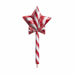 Festive Star-Shaped Candy Cane Lollipop on Purple Transparent background