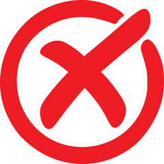 Fototapeta premium Red cross mark inside circle symbolizing error, cancel or incorrect action sign